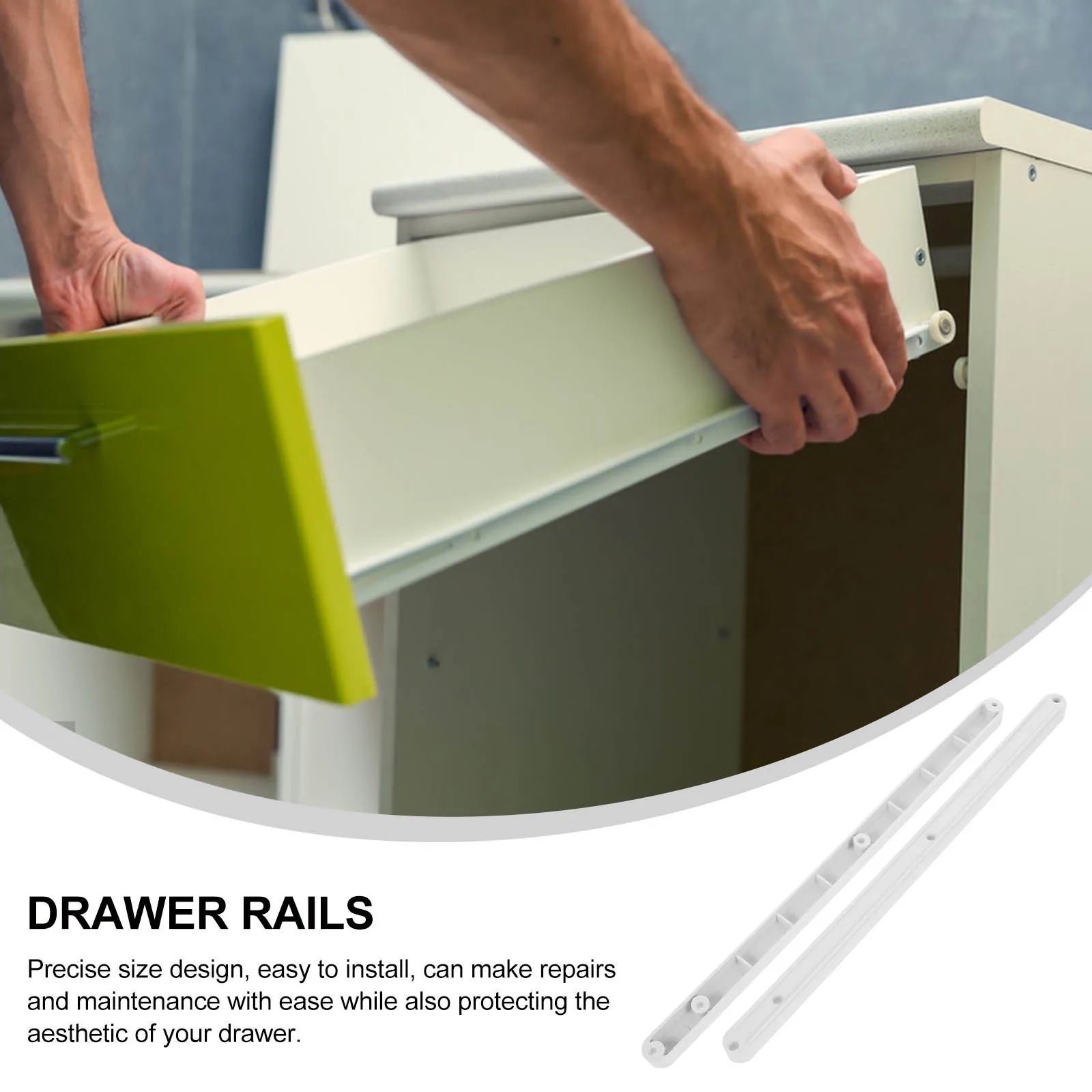 

2Pcs Plastic Drawer Slides Smooth Cabinet Drawer Rails Easy Install for Kitchen Wardrobe Dresser Full Extension Side Mount