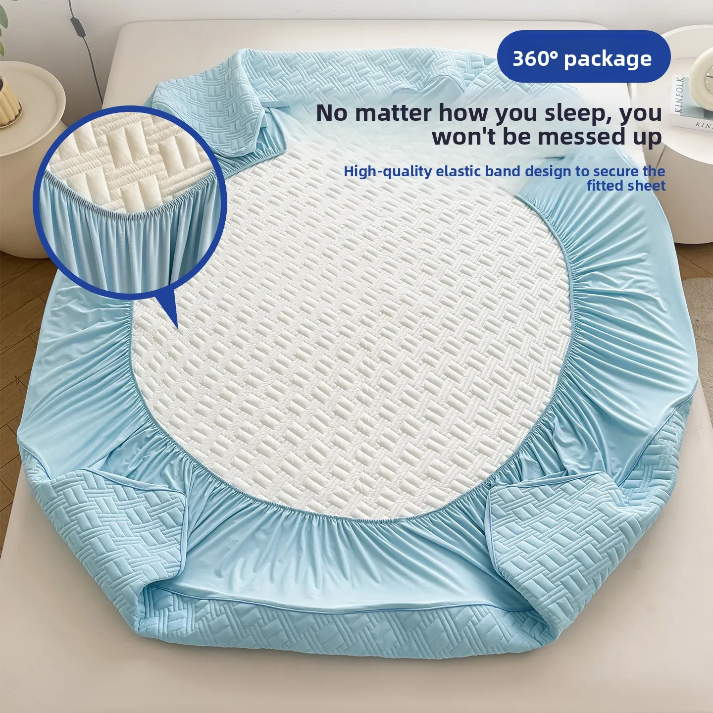 New Spandex Fiber Cooling Fitted Sheet Solid Color Breathable Mattress Protector for Single Double Bed Ice Silk Summer Bed Sheet