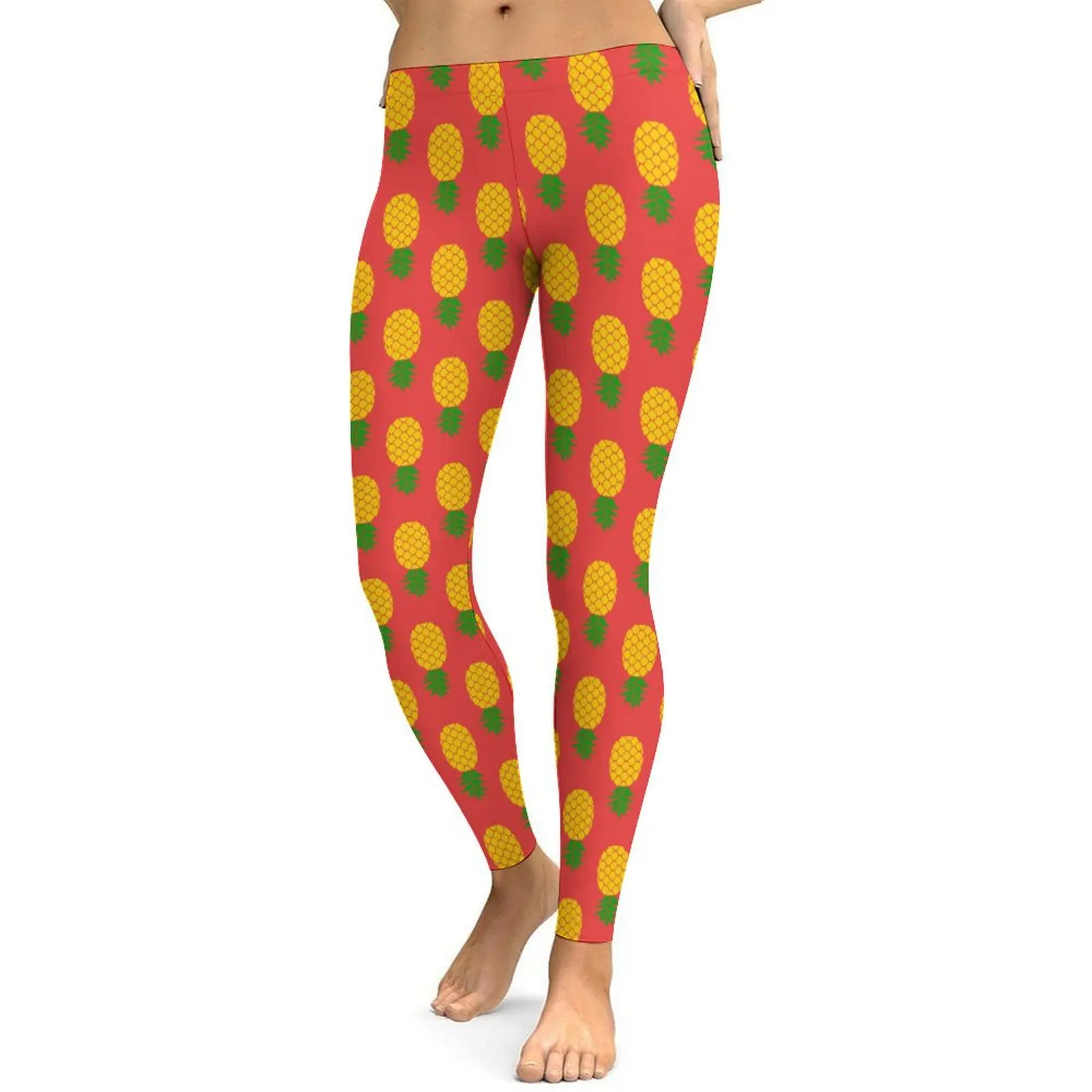 Women's Yoga Pants Upside-down Pineapple Print Essential High Waisted Legging for Workout