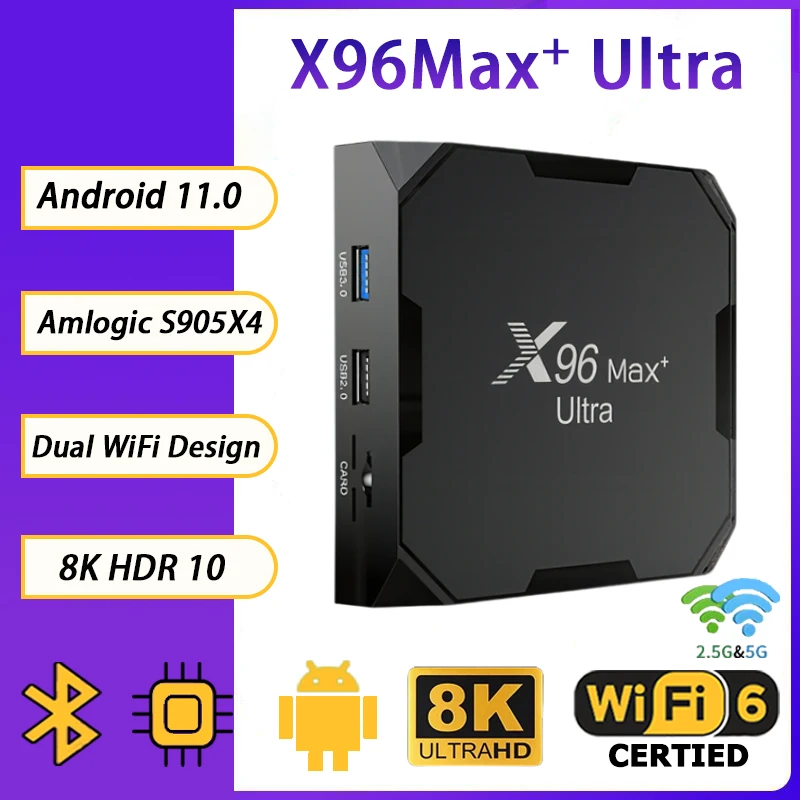 X96 Max + Ultra Smart TV Box Android 11 Amlogic S905X4 4GB 32GB/64GB TV BOX 8K Wifi BT Media Player X96Max Plus Ultra Set Top Box #2