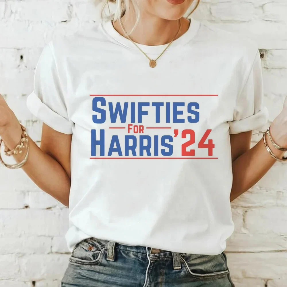 Swifties For Harris 24 Us Election T-Shirt Fashion 90s Clothing Women's Short Sleeved Summer T-Shirt Cartoon Women's Loose Top