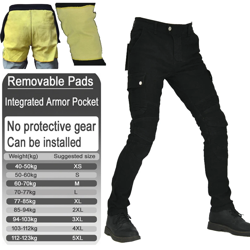Kevlar Motorcycle Jeans Mens aramid riding pants motocross protection trousers with armor pockets armor not included 06