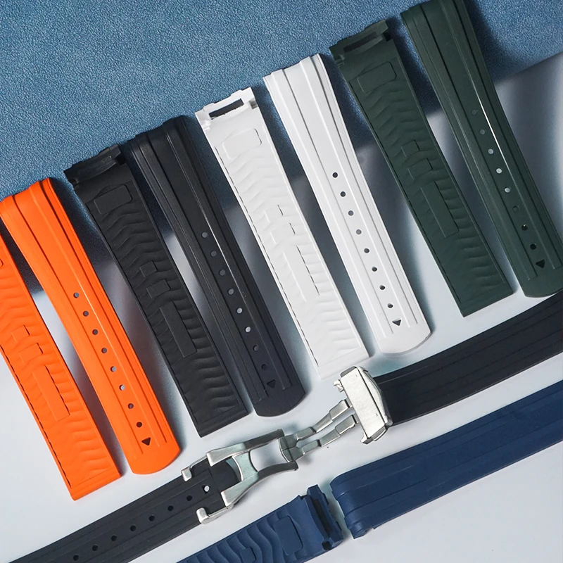 Cinturino per orologio in gomma fluoroelastomero FKM morbido di lusso 20mm Nuovo cinturino Omega Seamaster per uomo donna Accessori per braccialetti impermeabili