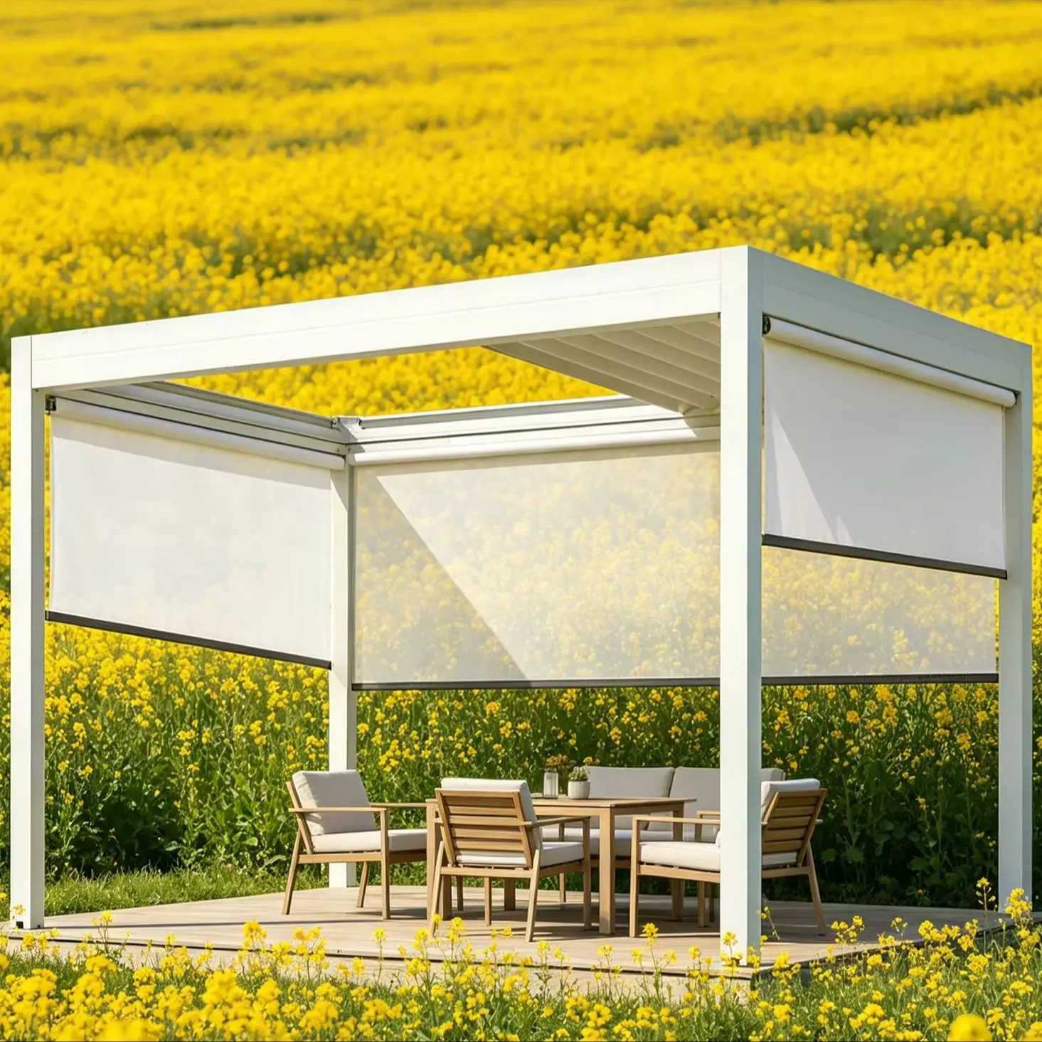 Retractable Pergola Outdoor Gazebo, Adjustable Sun Shade Shelter, Modern Patio Cover for Garden Deck Poolside Leisure