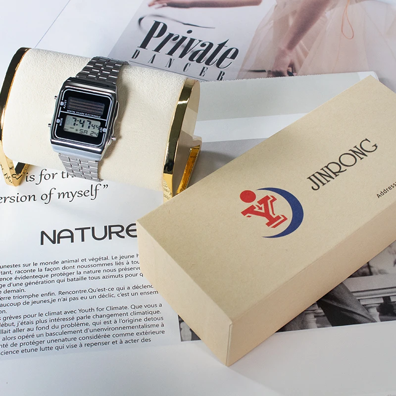 ساعة رياضية للزوجين على الموضة للنساء بحزام من الفولاذ المقاوم للصدأ وساعة رقمية للنساء والرجال وساعة إلكترونية متعددة الوظائف