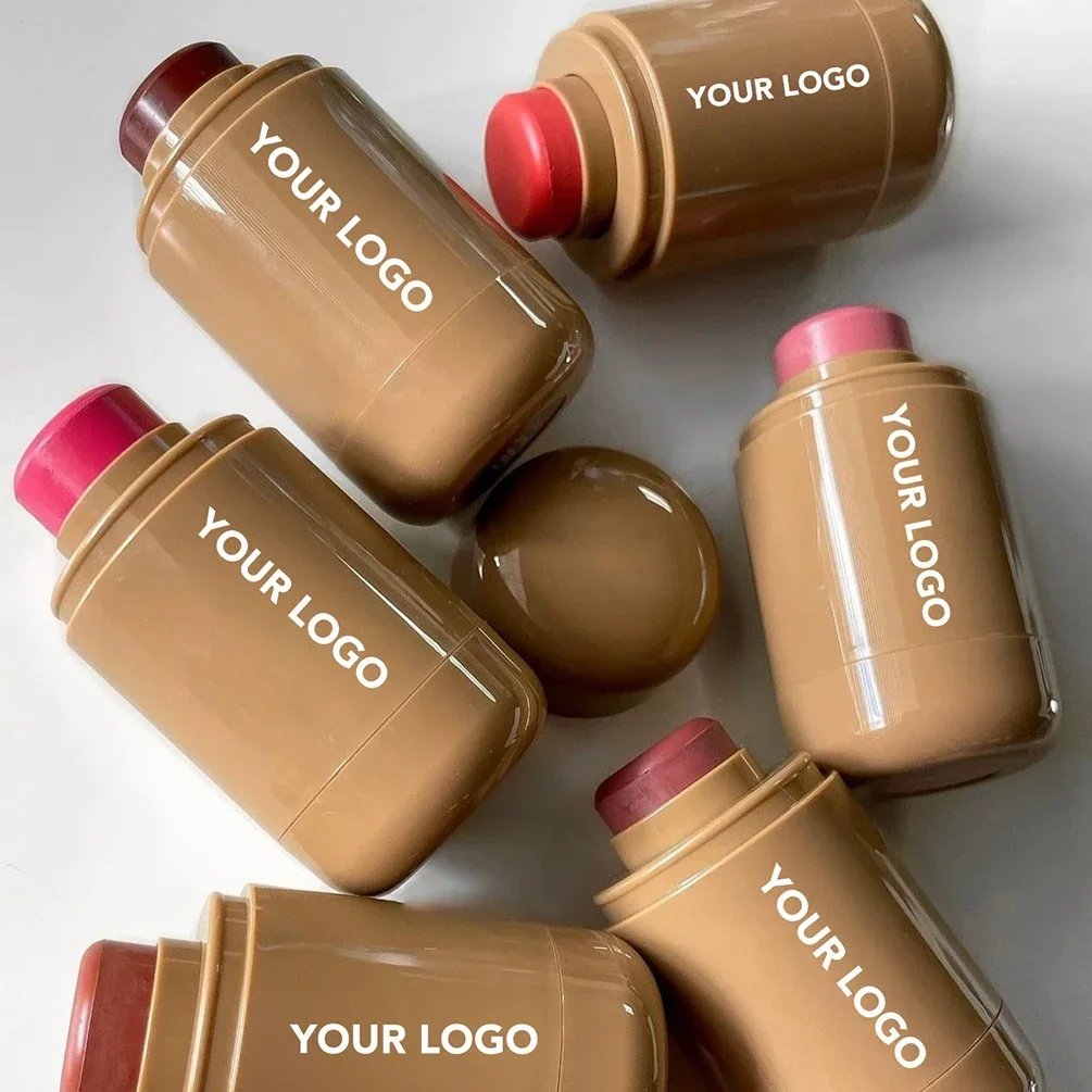 Bâton de fard à joues 2 en 1, 6 couleurs, marque privée, Logo personnalisé, Pigment lisse longue durée, imperméable, lèvres, joues, Rouge, crème, maquillage, vente en gros