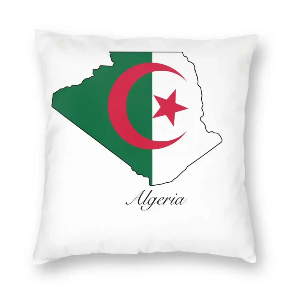 Algeria Flag Map Throw Pillow Cover Throw Pillow Creative Pillowcase