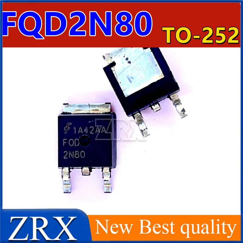 5Pcs/Lot New SMT FQD2N80 2N80 MOSFET N-channel 2A 800V TO-252