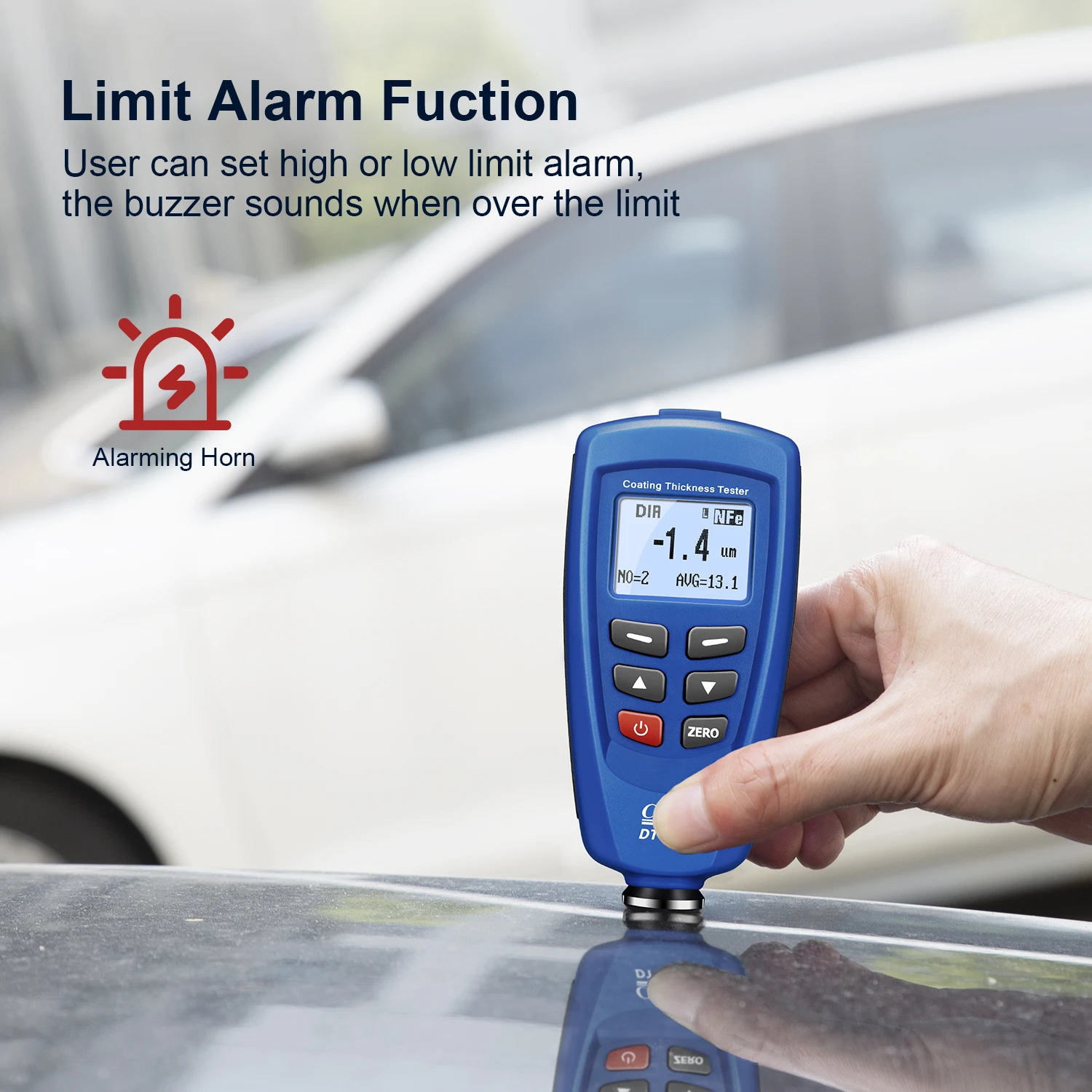 Handheld 1250um Micron Coating Thickness Gauge with Dual Magnetic Induction / Eddy Current Measurement  for Car Paint Tester