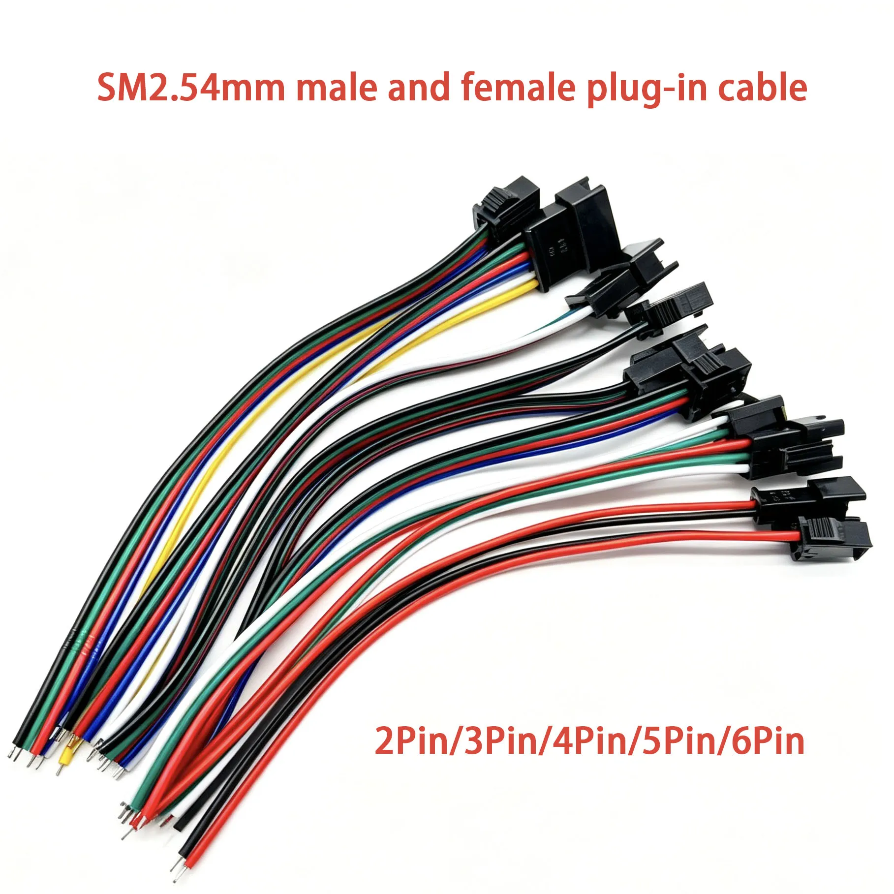 2Pin 3Pin 4Pin 5Pin 6Pin Led Connector Male/female  JST SM 2.54mm  Plug Connector Wire Cable for Led Strip Light Lamp Driver