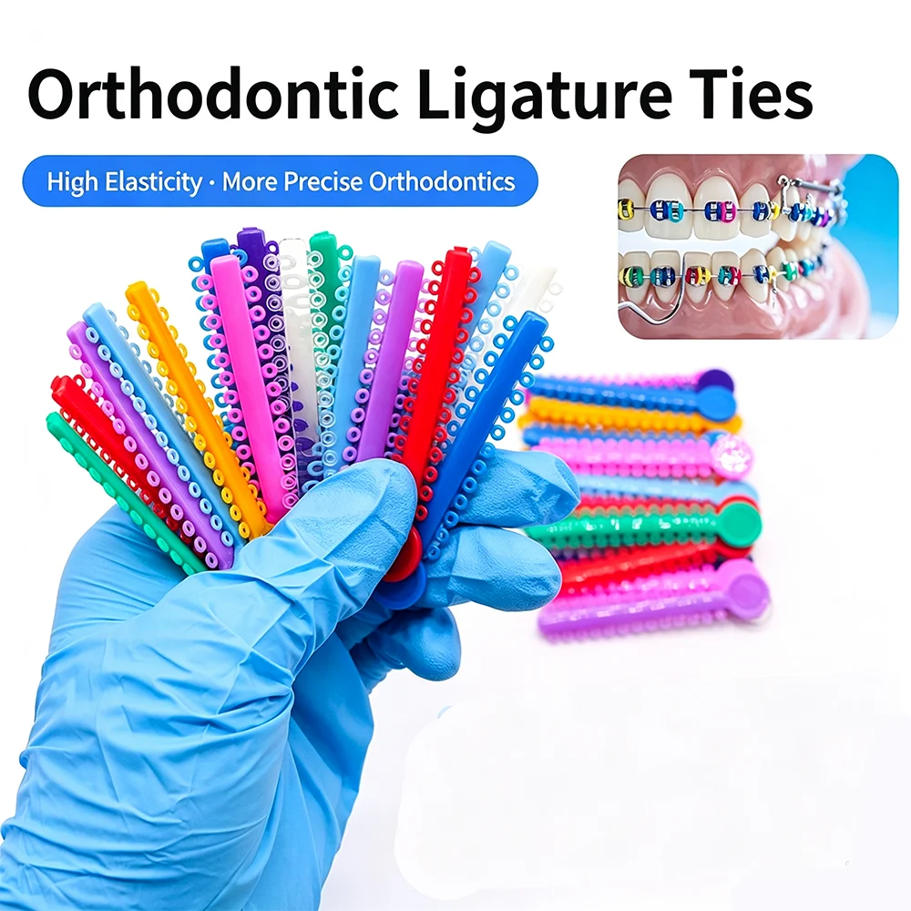 Mehrfarbige orthodontische elastische O-Ring-Gummibänder, mehrfarbige zahnärztliche Ligatur-Gummibänder, orthodontisches Ligaturring-Set - O-Ring-Zahnligaturringe für orthodontische Behandlung und Zahnspangen, 48 Farbe – Detail 8