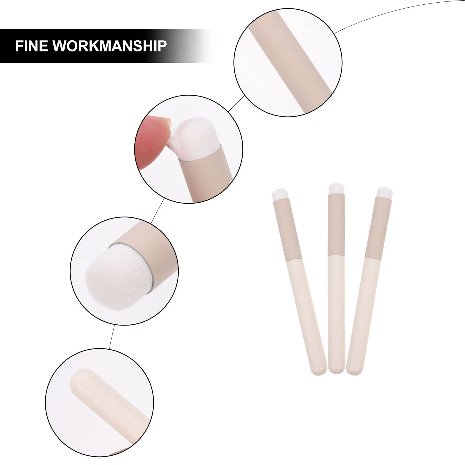 3Pcs Premium Concealer Brush Set for Makeup Soft Bristles Gentle on Delicate Skin Multi-Use Lip Foundation Blush