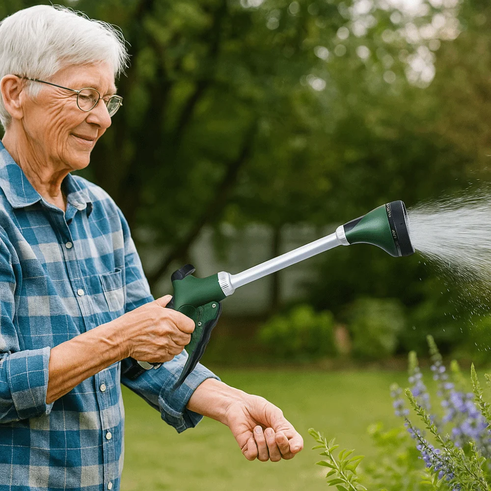 

Садовый шланг с длинной ручкой, насадка для душа, 5 режимов распыления, удобная ручка, регулируемая насадка-распылитель, экономия усилий дизайн
