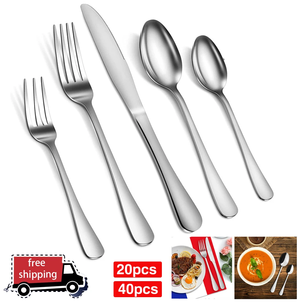 20pc/40pc Geschirr Sets Edelstahl Besteck Set Luxus Geschirr Steak Messer Gabel Löffel Besteck Set Küche haushalt