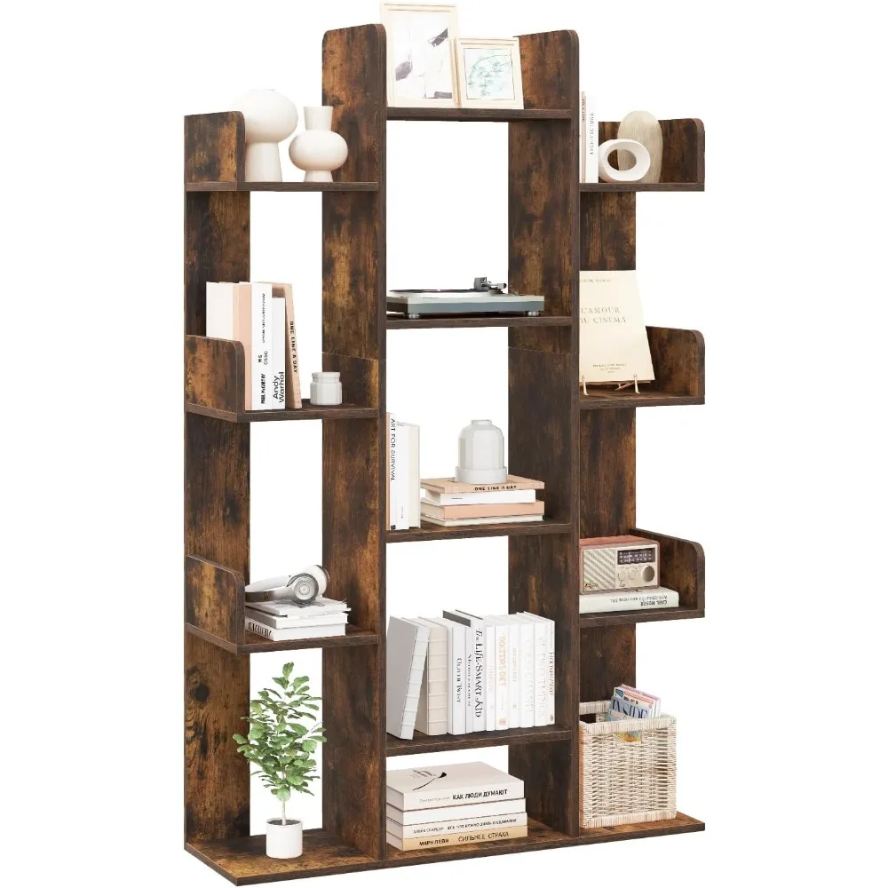 

Corner Storage Organizer with 13 Open Shelves: Decorative Display Cube Bookshelf for Living Room