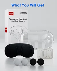 Aolion For Meta Quest3 VR Helmet Protective Cover Clear TPU Cases Set Protector Dustproof For Oculus Meta Quest3s VR Accessories