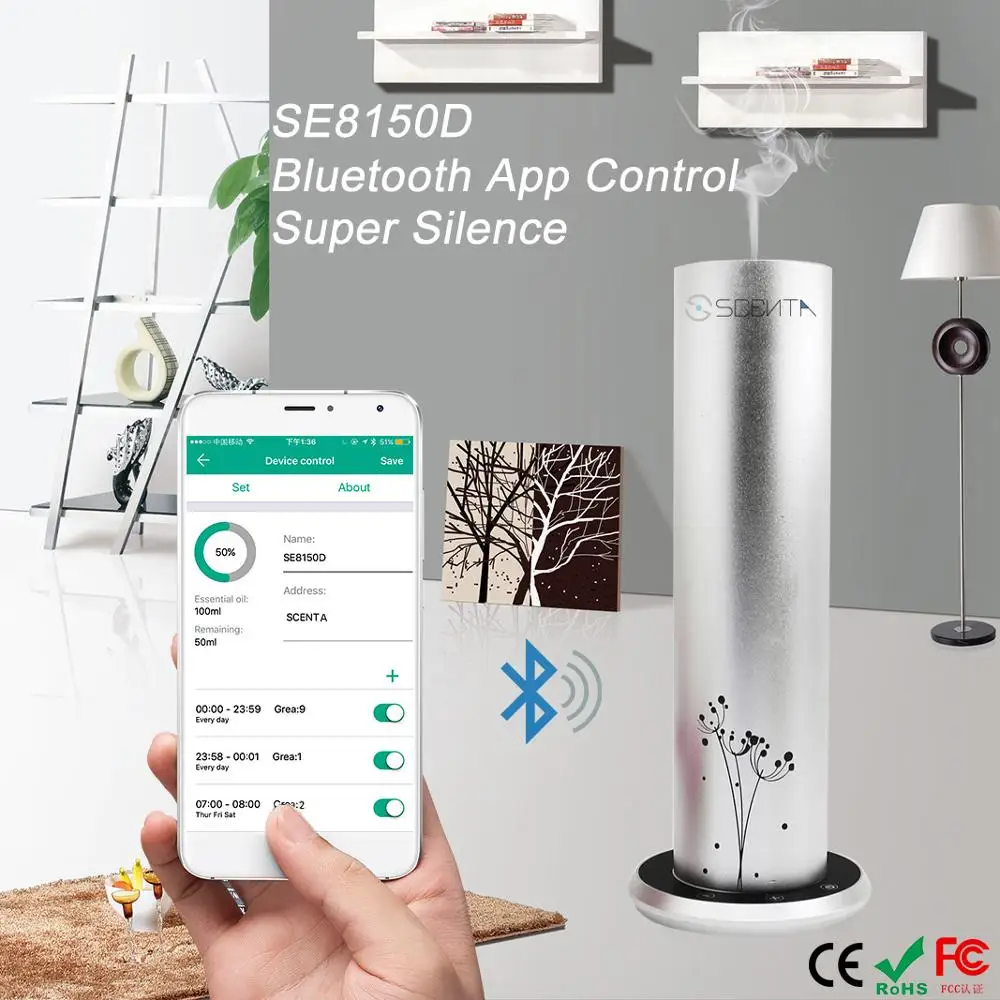 Bluetooth Control Metal Essential Oil Aroma Diffuser Electric Air Fragrance Scent Machine