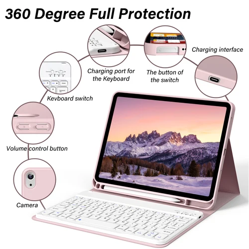 Imagen 2 del producto Para iPad (A16) 11. a generación 2025, funda para teclado de 11 pulgadas, funda para iPad de 10. a generación 2022, teclado desmontable Bluetooth de 10,9 pulgadas