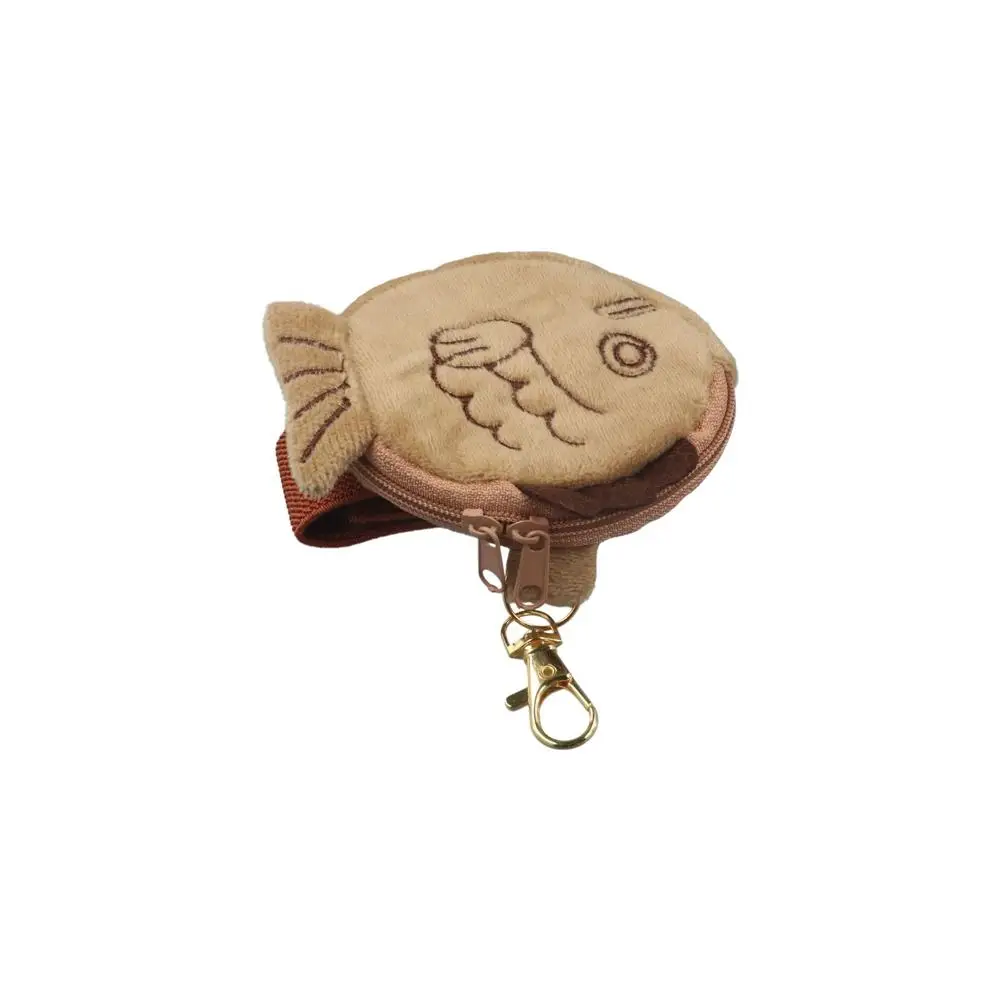 Student Wallet Lipstick Bag  Bag  Keychain Coin Purse Keychain Small Fish Purse Soft Taiyaki Coin Purse Zipper Wallet