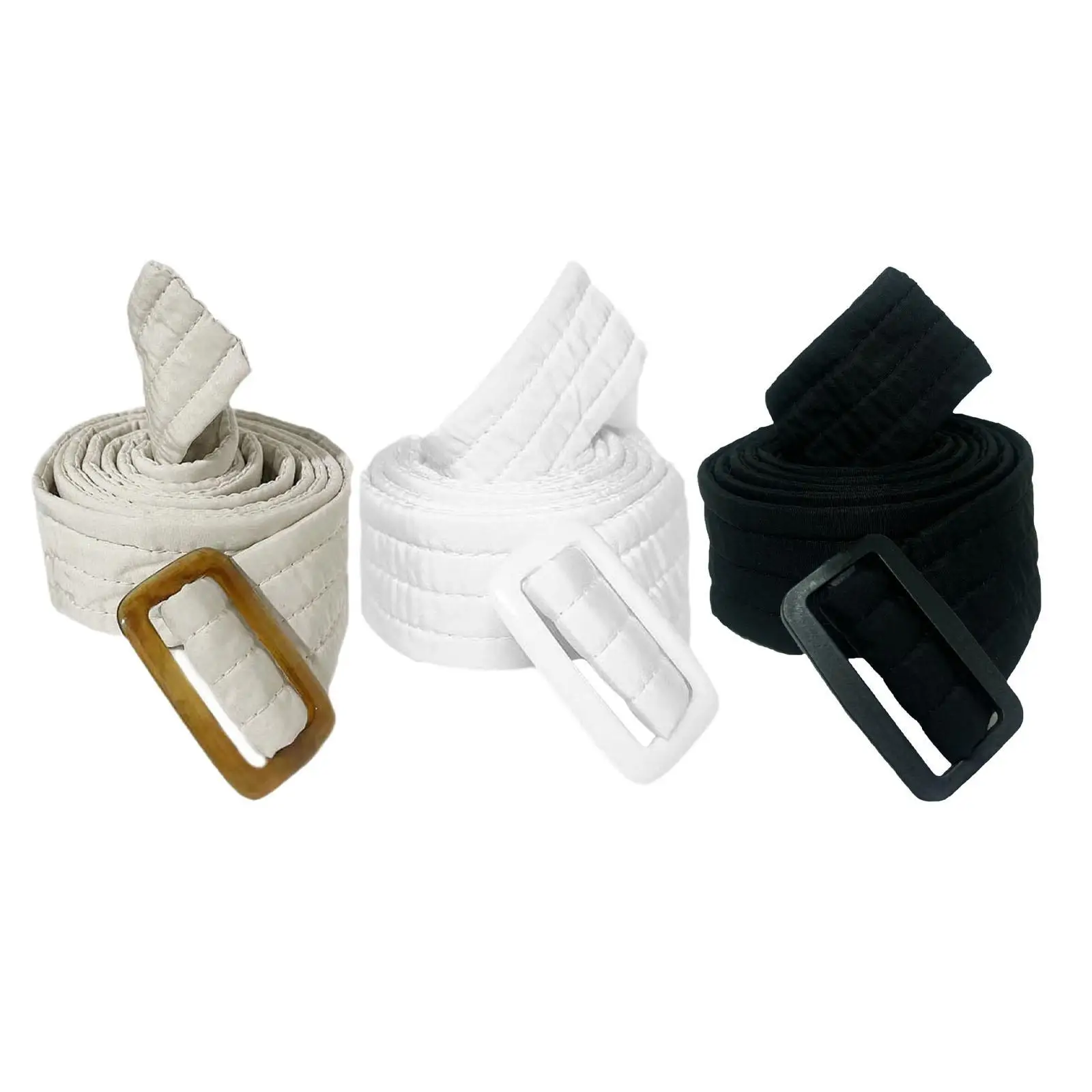 Puffer Jacket Belt Ladies Cotton Fabric Tie Belt with Buckle Designer Fashion Waist Strap for Coats