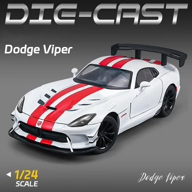 

NEW 1:24 Dodge Viper SRT Supercar Alloy Car Model Sound and Light Pull Back Children's Toy Collectibles Birthday gift