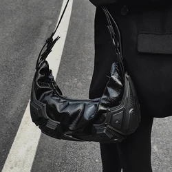 2026 Luxury Designer Purse Handbag Hobo Purse Half Moon Shaped Bags Metallic Leather Handbag