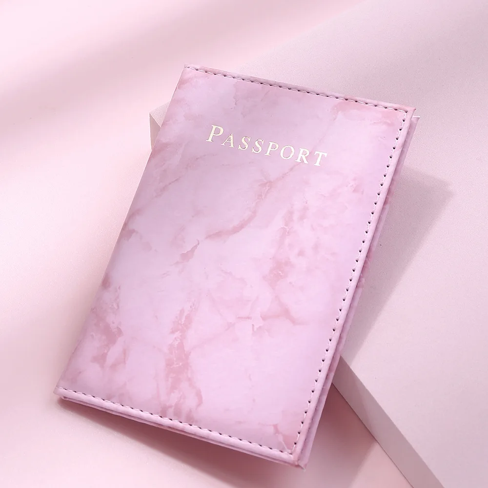 2023 Vintage Marble Passport Holder ID Cover for Women Men PU Leather Travel Accessories