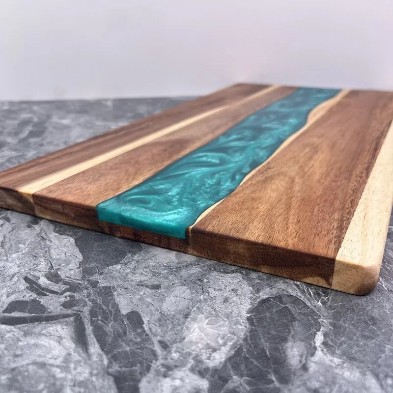 Rosewood Epoxy Cutting Board-Reversible Wood &Resin Charcuterie Plate for Steak/Cheese, Kitchen Chopping Block with Juice Groove
