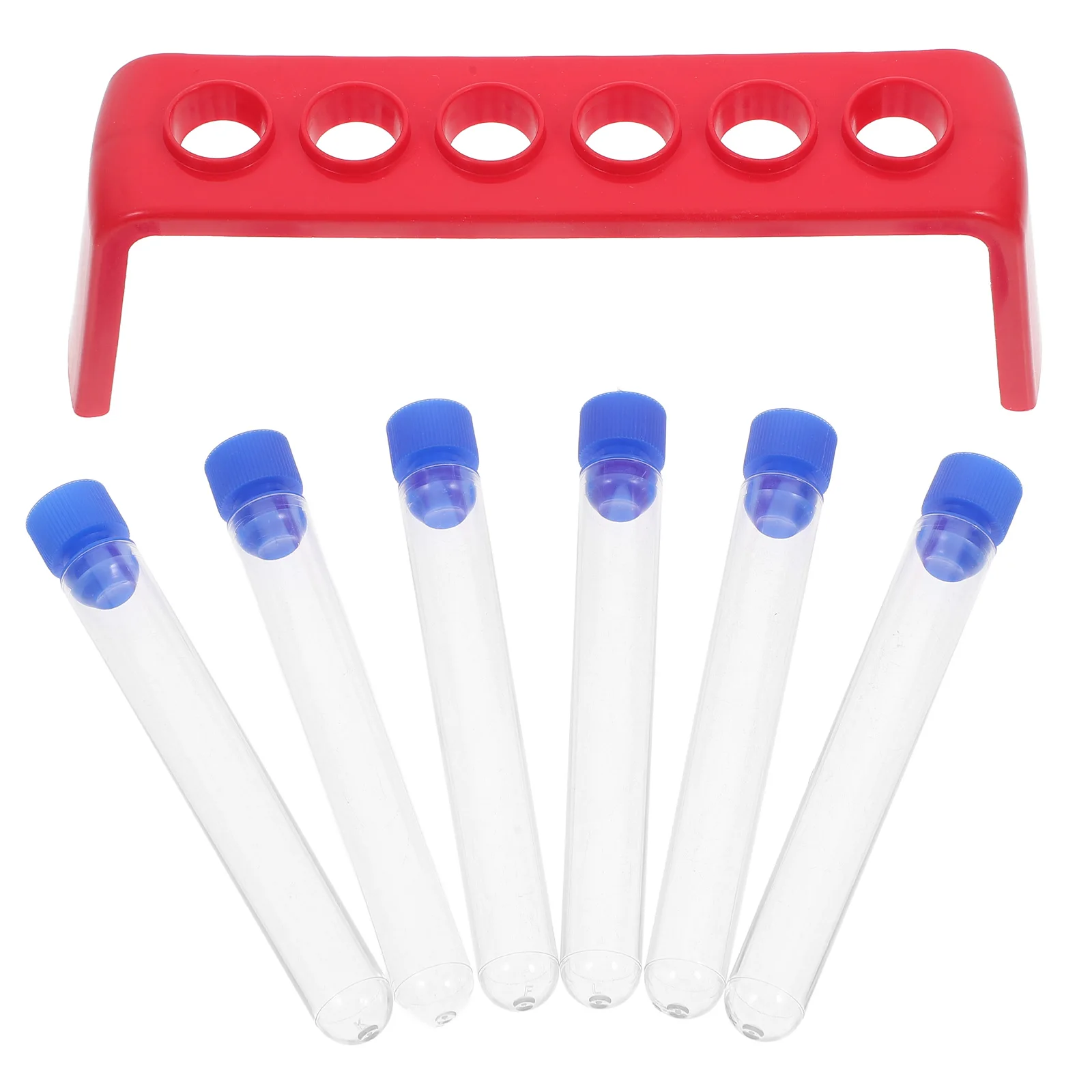 

6pcs Science Experiment Kit Test Tube Holder Rack Plastic Test Tubes Measuring Cup Graduated Cylinder For Kindergarten School