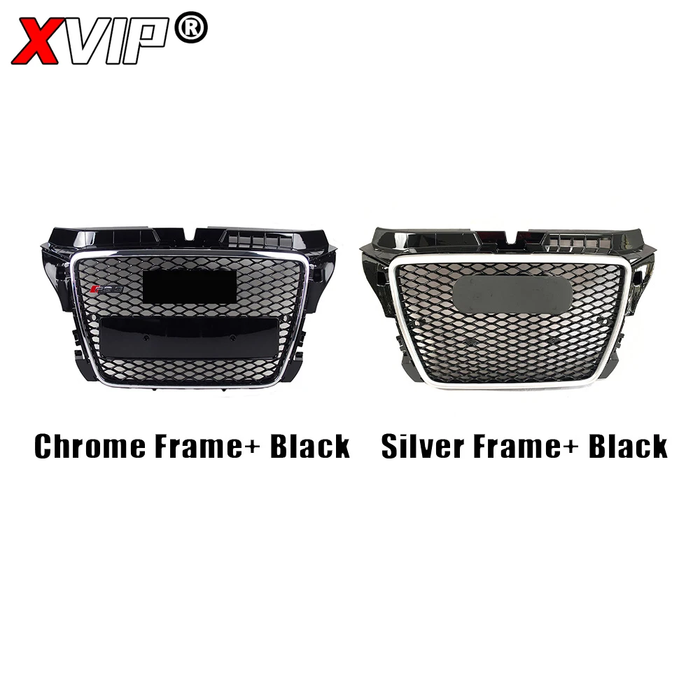 XVIP-Calandre de Pare-Choc Avant Dnom Argenté RS3, pour Audi A3 S3 8P 2008-2012 à RS3 Style, Cadre Argenté, Grilles de Course