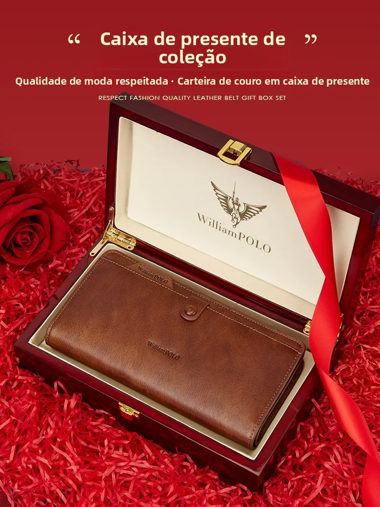 paul-men's-long-genuine-leather-wallet-vintage-high-capacity-card-holder-couple's-handbag-zipper-closure-vertical-shape