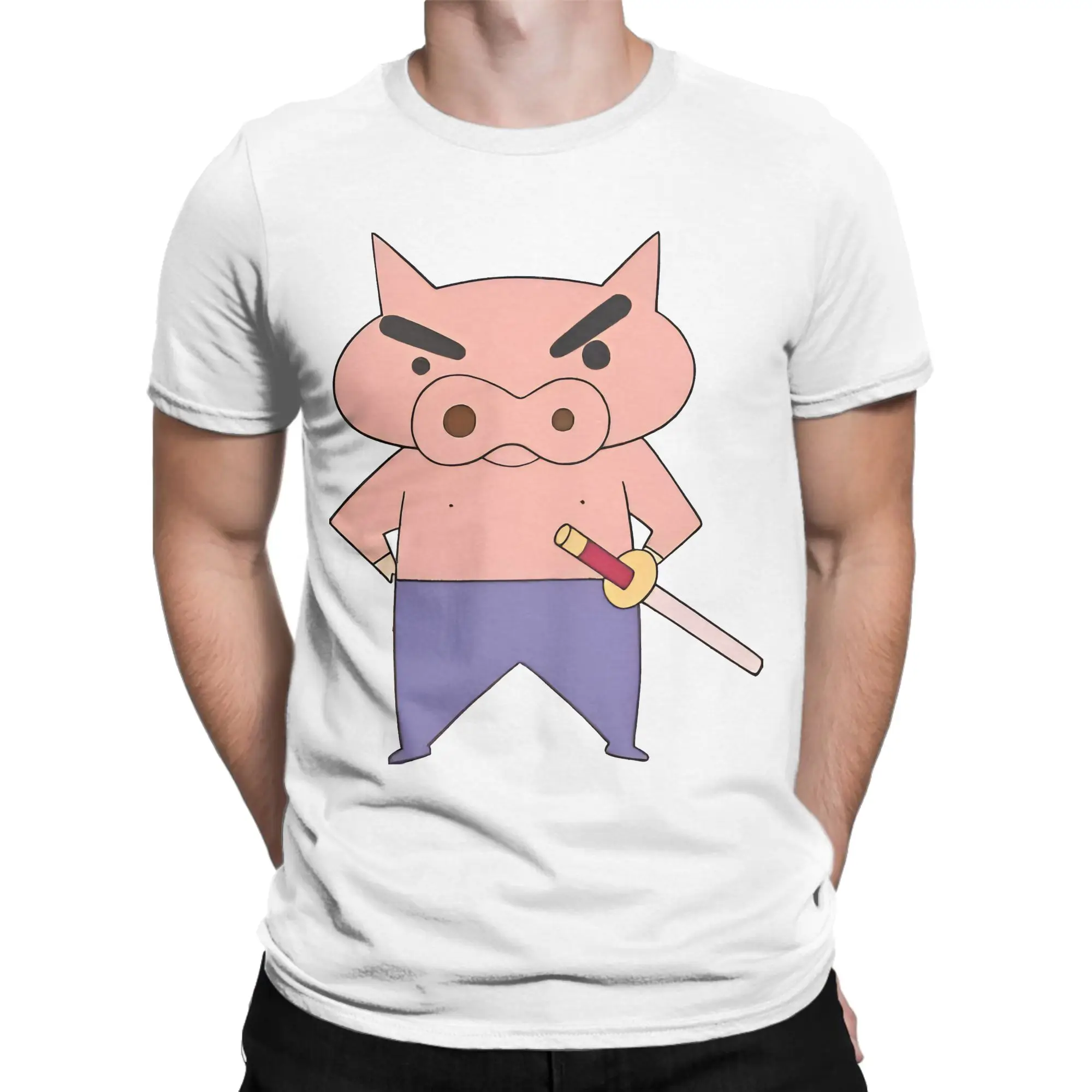 C-Crayon S-Shin-chans Buriburizaemon T-Shirt Unisex Cotton Clothes Printed Cartoon Round Neck Short Sleeve