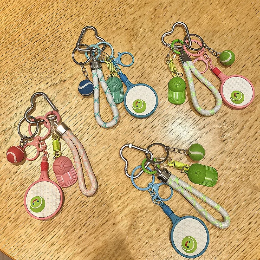 Fashion Tennis Ball Tennis Racket Keychain PVC Baseball Cap Backpack Pendant Car Hanging Keyring Daily Use