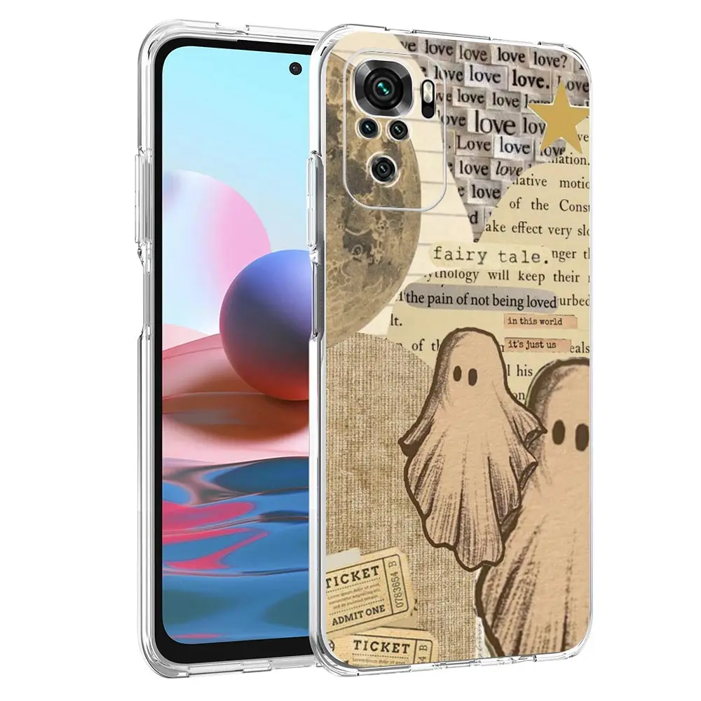 Phone Case For Xiaomi Redmi Note 13 12 5G 9S 9 8 10 11 Pro Plus 4G 9T 13C 12C10C 9C 9A 7 Clear Cover Cute Little Ghost