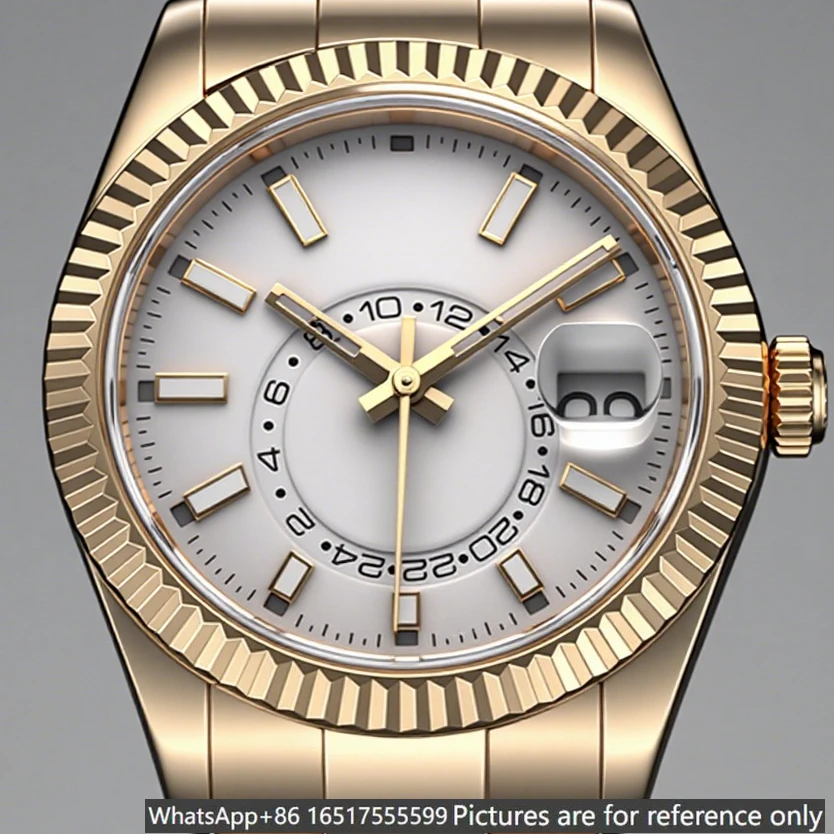 Men Automatic Mechanical Watches 40mm Gold 904L Steel Black Blue