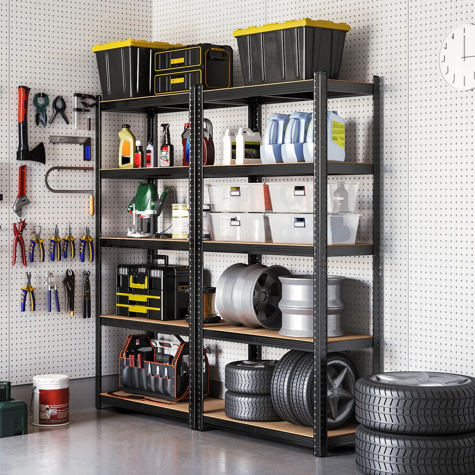 SONGMICS 5-Tier Steel Shelving Unit: Tool-Free Assembly, Garage, Shed, 875kg Load Capacity, 40x90x180cm, Black