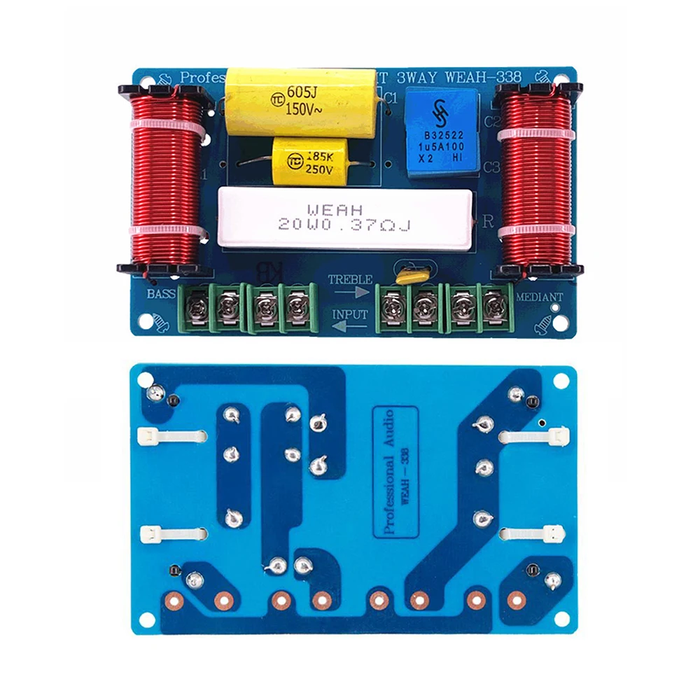 120W Audio Speaker High Middle and Low Frequency Divider 3-Way Speaker Crossover for 4-8 ohms 8-Inch Speakers