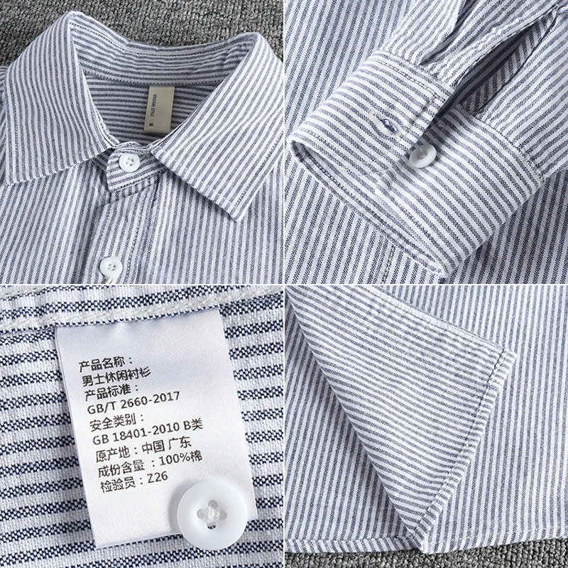 Camisa de manga larga a rayas Retro para hombre, ropa informal perfecta para otoño