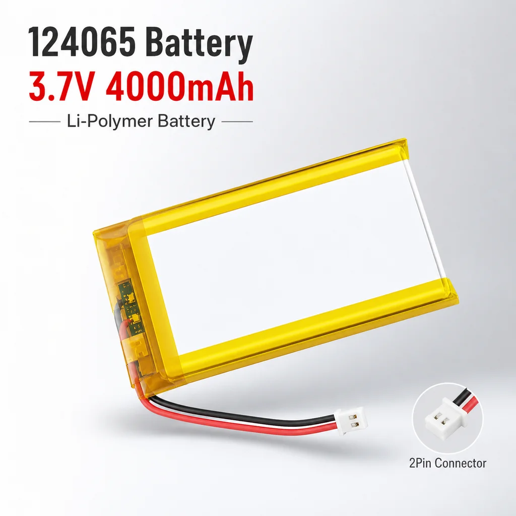 Lithium Polymer Battery 124065 3.7V 4000mAh PH 2.0mm 2Pin Connector Replacement for Smart Lock Tablet Camera Radio