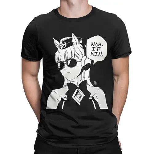 Imagen 1 del producto Camisetas de ocio Gold Ship Anime Caseneko Uma Musume, Camiseta de algodón con cuello redondo para hombre, camiseta de manga corta, ropa de talla grande