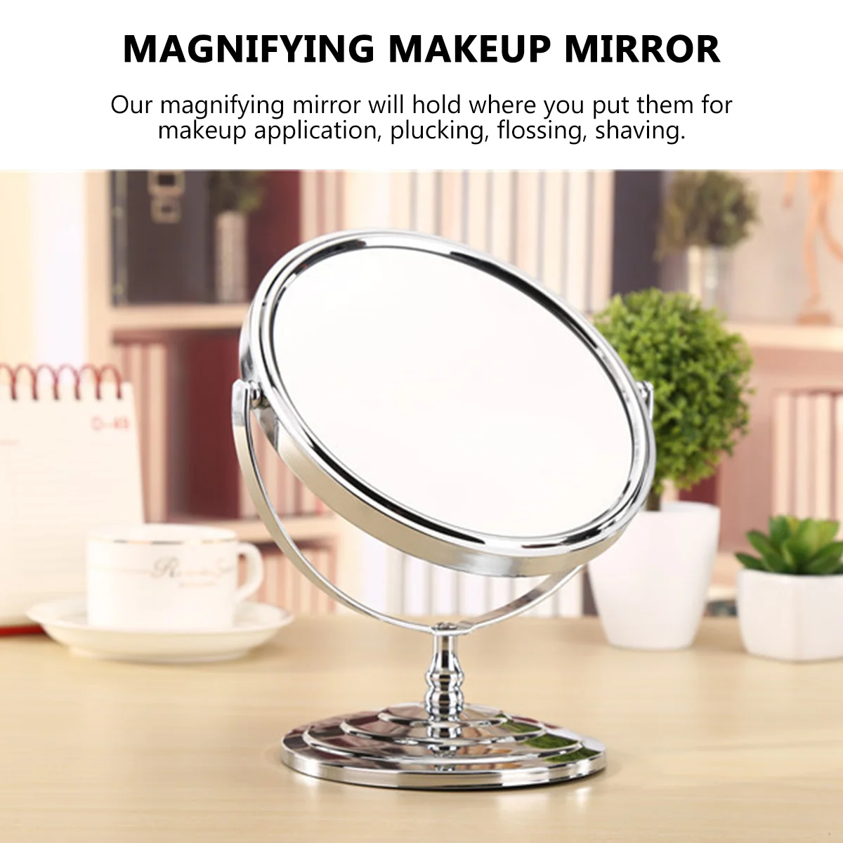 Drehbarer Stand-Up-Spiegel aus Metall und Glas, exquisites Design für den täglichen Gebrauch, Schlafzimmer, Badezimmer, Schreibtisch, Make-up-Spiegel, persönliche Make-up-Spiegel