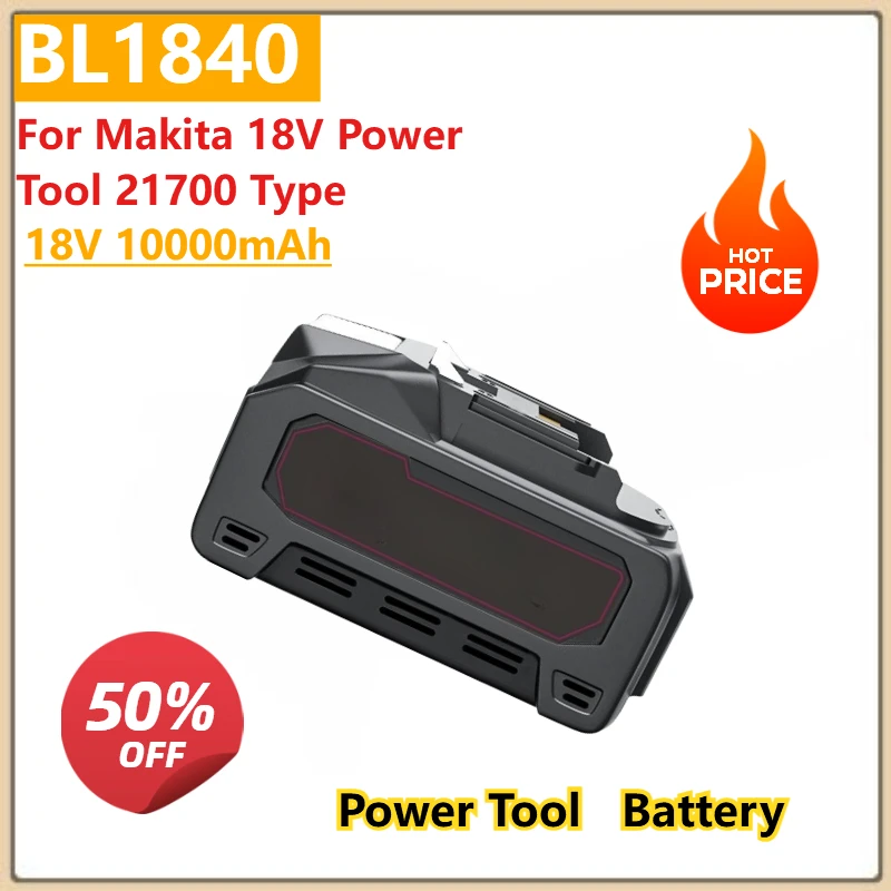

18V 10000mAh High Capacity for Makita BL1840 18V Power Tool 21700 Type Lithium Battery