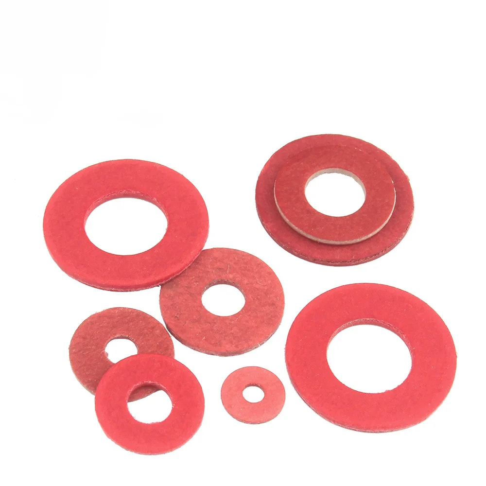 200-1000Pcs Red Fiber Insulation Washer Vulcanized Fiber Electrical Insulating Flat Gasket M2/M2.5/M3/M4/M5/M8