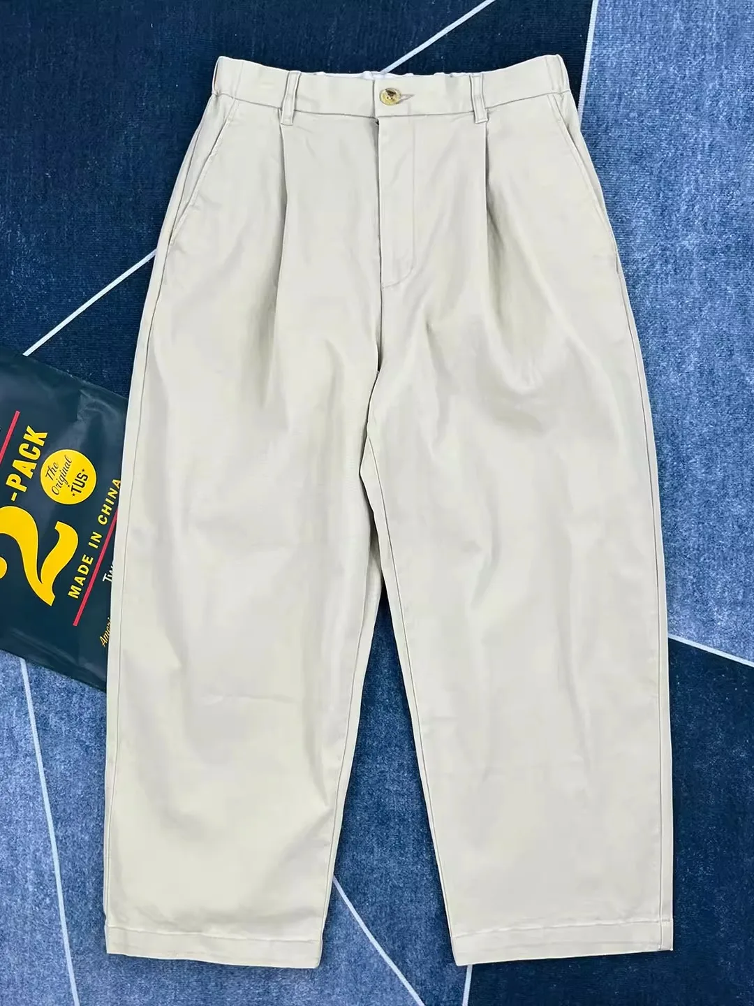 100% قطن واسعة الساق مستقيم سراويل تقليدية الرجال الخريف الأمريكية خمر ملابس العمل اليابانية تمتد استرخاء صالح نمط Amekaji