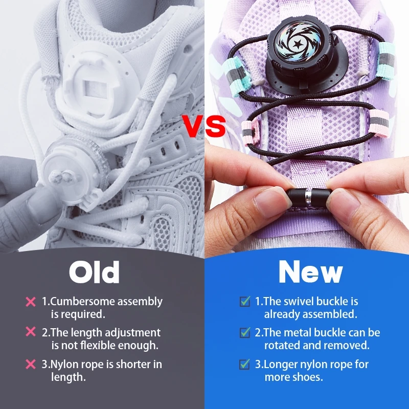 Cordones con hebilla giratoria, cuerda gruesa, cordones automáticos sin corbatas, negro, blanco, fácil instalación, zapatillas, cordones, accesorios para zapatos