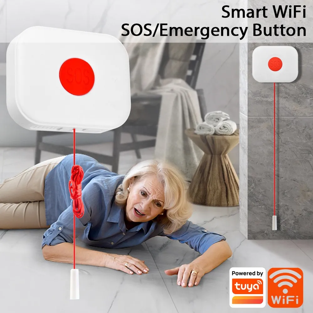 TY-SOS-2 Smart Emergency Button Restroom Nursing Home Hospital Bed One-button Call Pull Rope Key Sound And Light Alarm Tuya WIFI