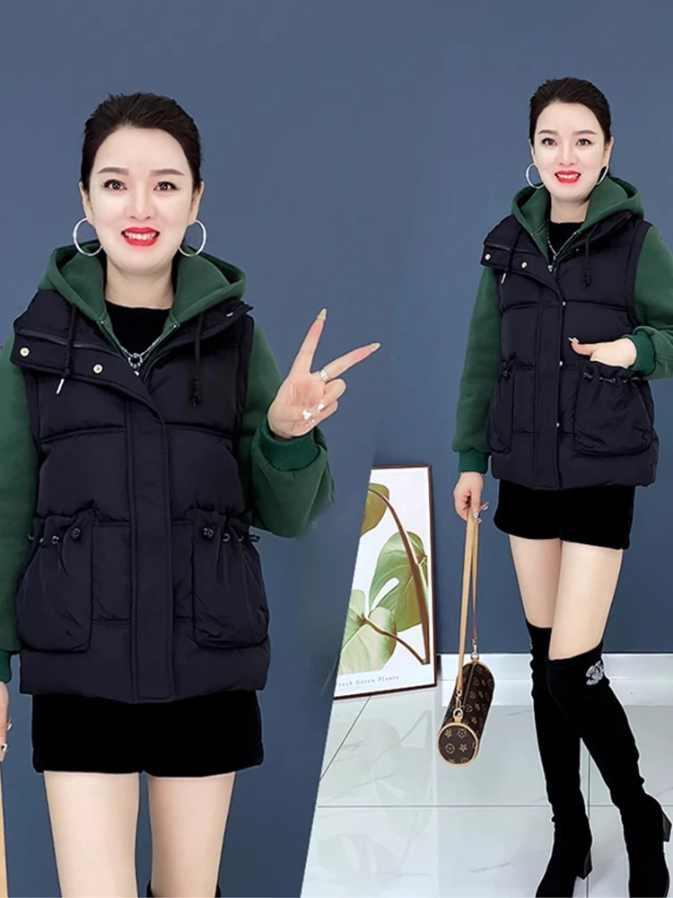เสื้อแจ็คเก็ตผ้าฝ้ายทรงเข้ารูปแฟชั่นสำหรับผู้หญิง เสื้อกันหนาวสไตล์เกาหลี แขนยาว ซิป พร้อมกระเป๋าถือ