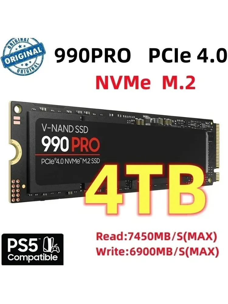M.2 990 PRO NVMe SSD PCIe Gen4 Hochleistungs-Interne-Laufwerke 2TB 4TB Speicher-Upgrade für PS5 Desktop Laptop