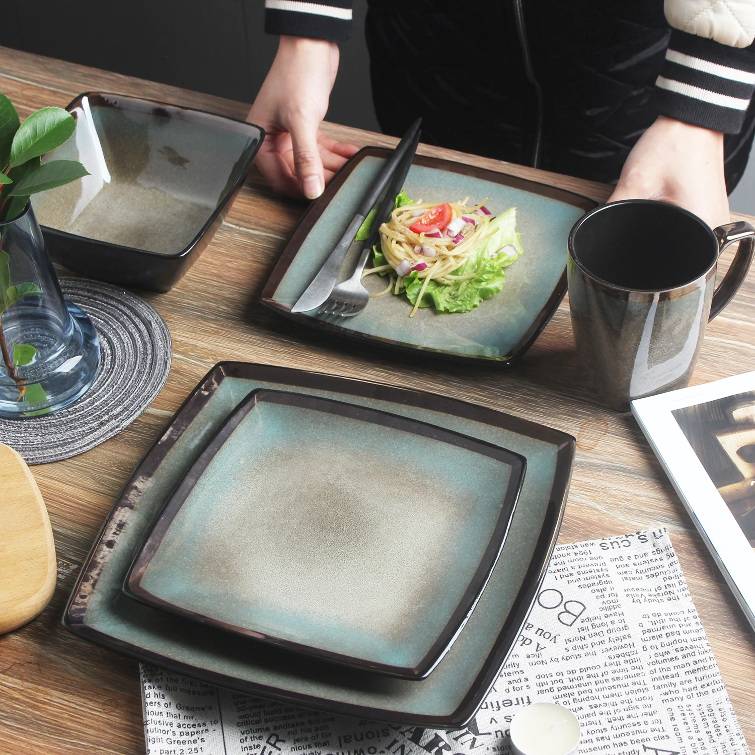 nordic-sle-square-bowl-plate-set-creative-wedding-gifts-home-use-utensils-imported-food-ade-tempered-glass-retro-crt