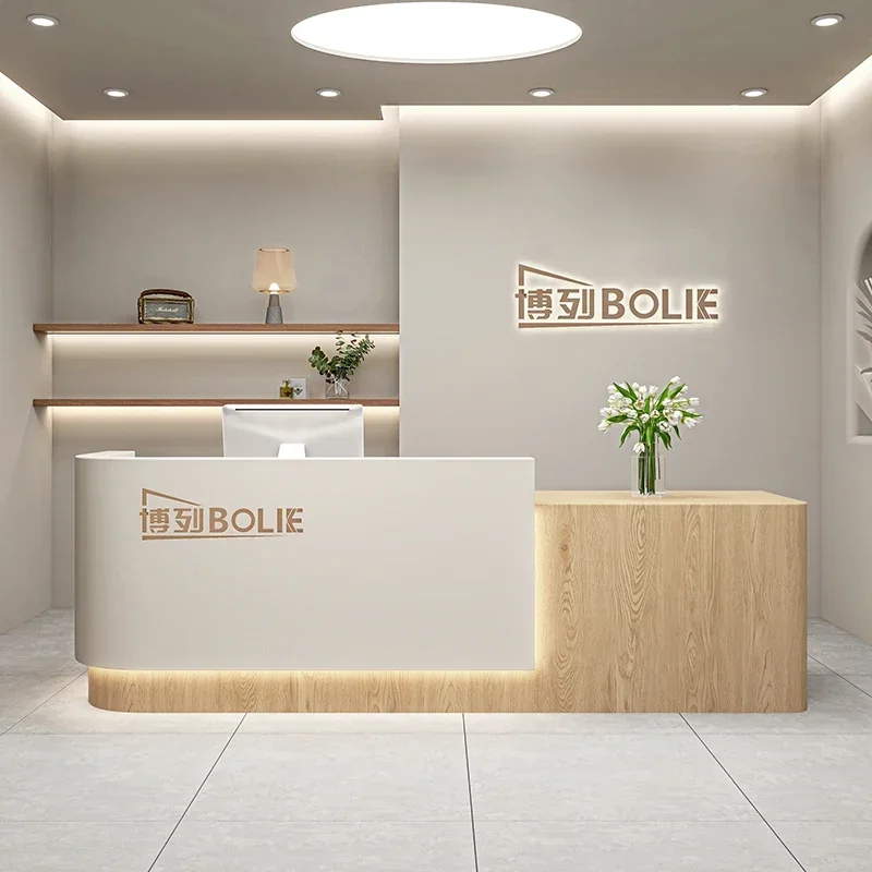Modern Simple Company Club Information Service Front Desk Beauty Salon Bar Scrivania Office Furniture Minimalist Reception Desk
